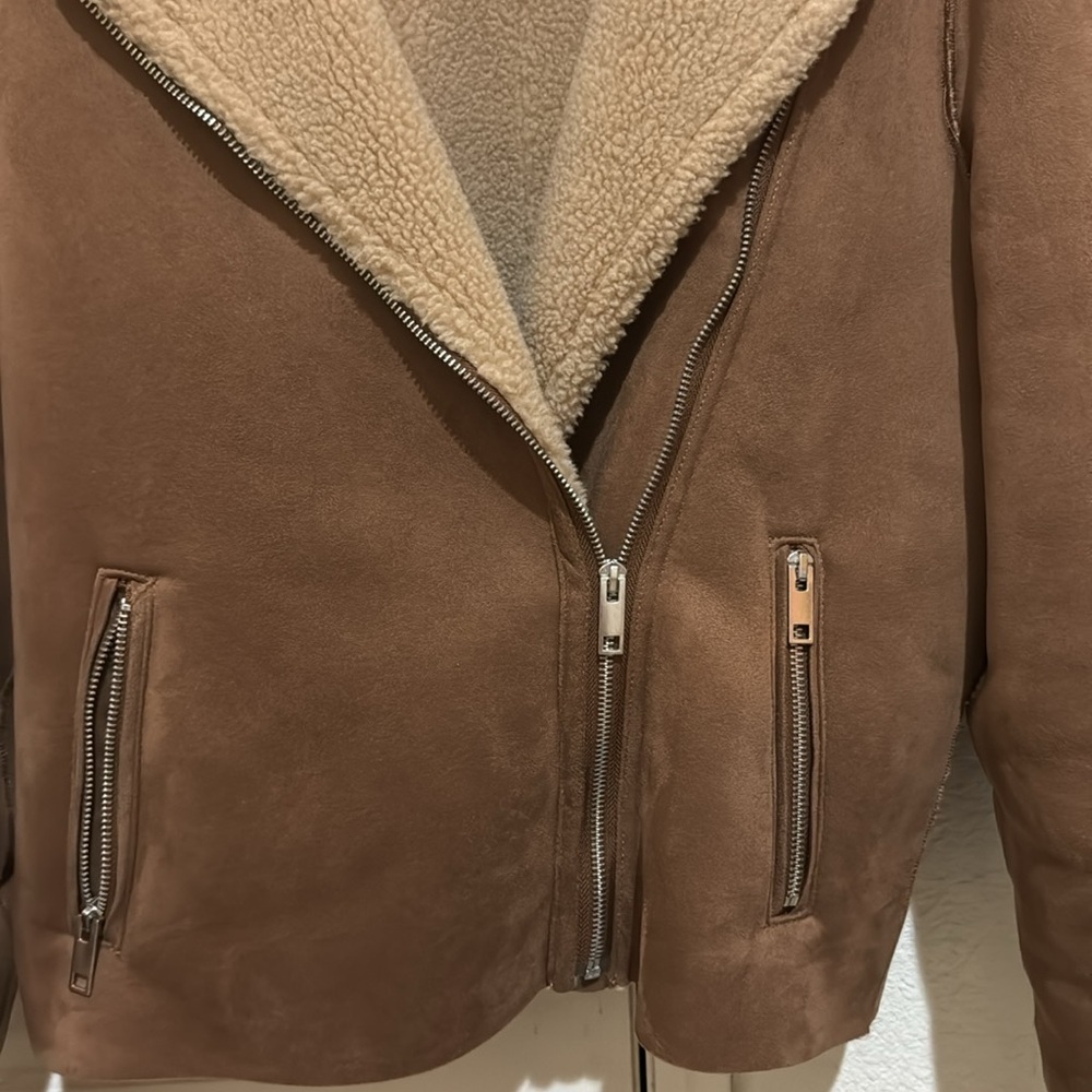 H&M faux suede jacket size 2 brown - Picture 3 of 7